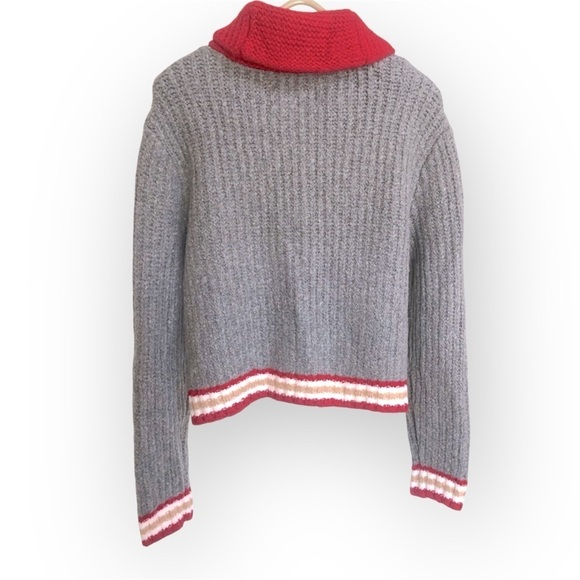 American Eagle Y2K Vintage Varsity full zip cardigan Sweater, grey and red,sz M - Picture 4 of 10